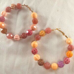 Beaded Hoop Earrings, Earth Toned Jewelry, Beaded Earrings, Beaded Accessories